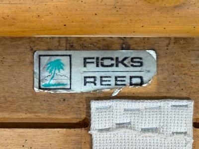  Ficks Reed Ficks Reed Three Seater Sofa Bamboo Cane Beige Tweed USA 1950s