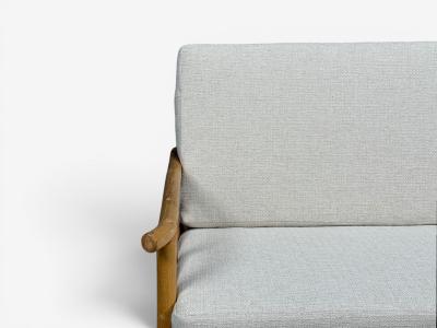  Ficks Reed Ficks Reed Two Seater Sofa Bamboo Cane White Fabric USA 1950s
