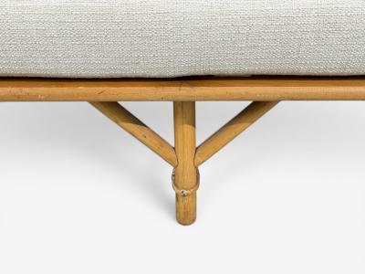  Ficks Reed Ficks Reed Two Seater Sofa Bamboo Cane White Fabric USA 1950s