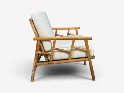  Ficks Reed Ficks Reed Two Seater Sofa Bamboo Cane White Fabric USA 1950s