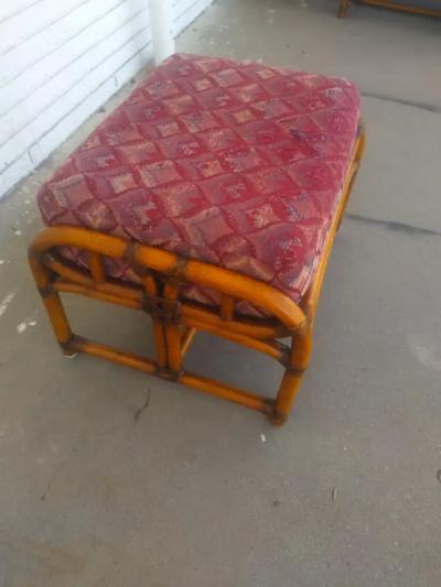  Ficks Reed Rare Ficks Reed Bamboo Boho Chic Ottoman sofa lounge chairs 