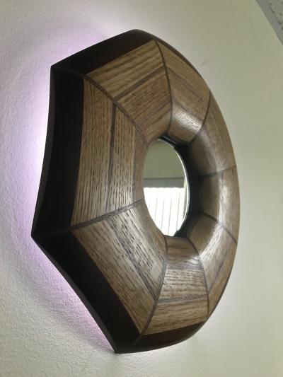  Flavor Custom Design Custom Oak and Walnut Illuminated Mirror