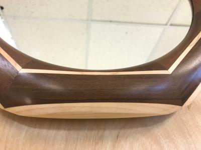  Flavor Custom Design Custom Solid Walnut Mirror with Maple Trim and Maple Inlay