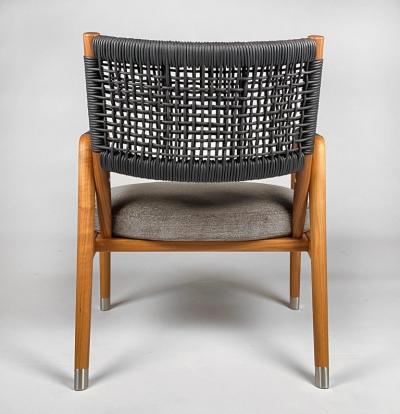  Flexform Flexform Ortigia Armchairs in Hand Woven Black Leather Cord over Solid Walnut