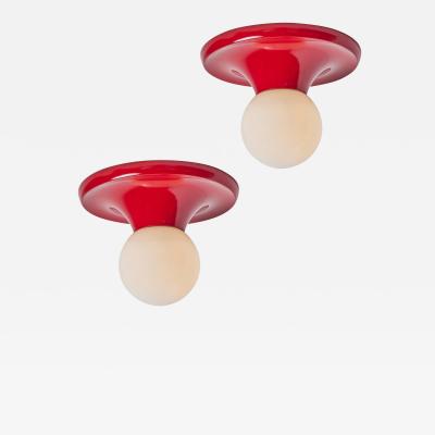  Flos 1960s Achille Castiglioni Light Ball Wall or Ceiling Lamp in Red for Flos