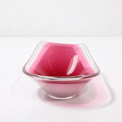  Flygfors Glass Mid Century Swedish Art Glass Centerpiece Ruby White Bowl by Flygsfors Coquill