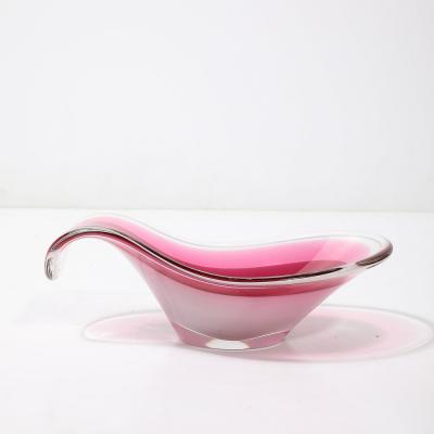  Flygfors Glass Mid Century Swedish Art Glass Centerpiece Ruby White Bowl by Flygsfors Coquill
