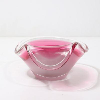  Flygfors Glass Mid Century Swedish Art Glass Centerpiece Ruby White Bowl by Flygsfors Coquill