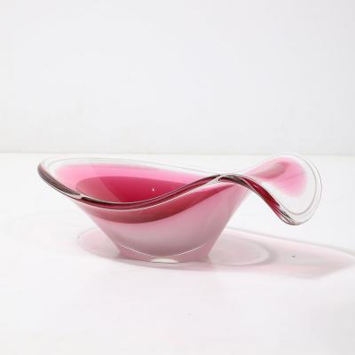  Flygfors Glass Mid Century Swedish Art Glass Centerpiece Ruby White Bowl by Flygsfors Coquill
