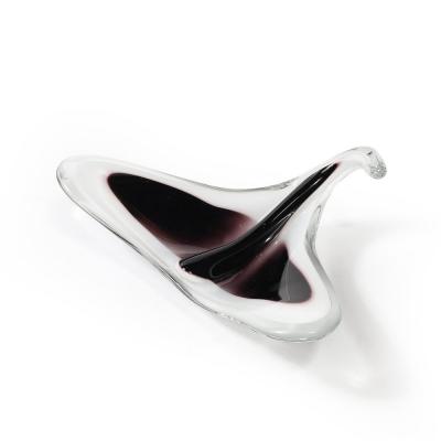  Flygsfors Coquill Mid Century Amethyst White Organic Glass Bowl signed Flygsfors and Coquile
