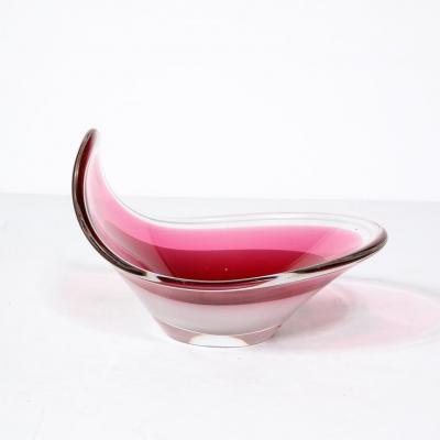  Flygsfors Coquill Mid Century Swedish Art Glass Centerpiece Ruby White Bowl by Flygsfors Coquill
