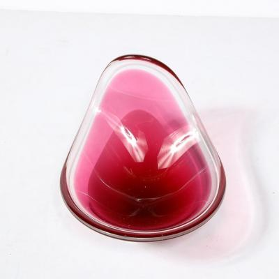  Flygsfors Coquill Mid Century Swedish Art Glass Centerpiece Ruby White Bowl by Flygsfors Coquill