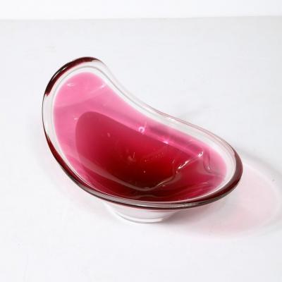  Flygsfors Coquill Mid Century Swedish Art Glass Centerpiece Ruby White Bowl by Flygsfors Coquill