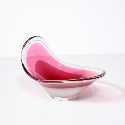  Flygsfors Coquill Mid Century Swedish Art Glass Centerpiece Ruby White Bowl by Flygsfors Coquill