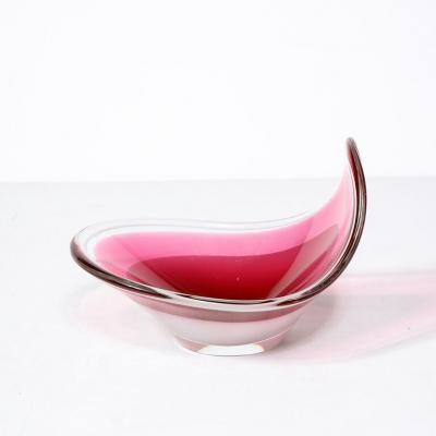  Flygsfors Coquill Mid Century Swedish Art Glass Centerpiece Ruby White Bowl by Flygsfors Coquill