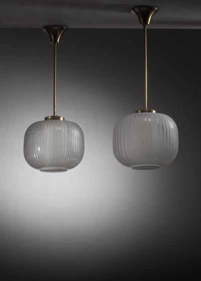  Flygsfors Pair of Flygsfors striped glass pendants