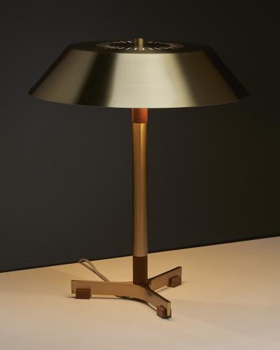  Fog M rup Brass and Teak President Table Lamp by Jo Hammerborg 1960s