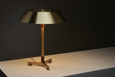  Fog M rup Brass and Teak President Table Lamp by Jo Hammerborg 1960s