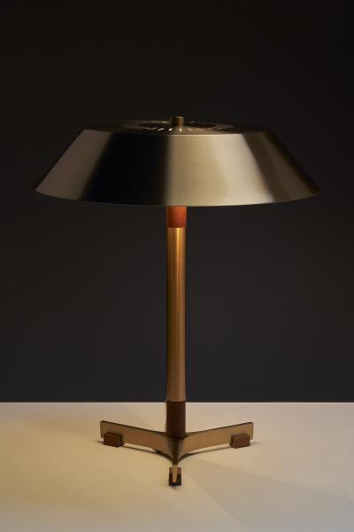  Fog M rup Brass and Teak President Table Lamp by Jo Hammerborg 1960s
