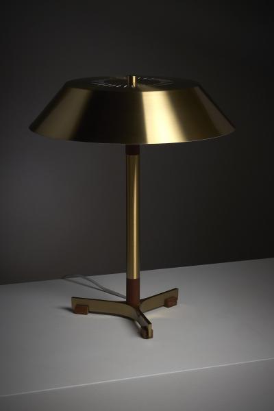 Fog M rup Brass and Teak President Table Lamp by Jo Hammerborg 1960s