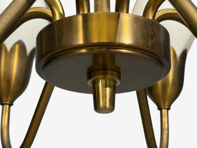  Fog M rup Fog M rup Tulip Chandelier Opal Glass Brass Denmark 1950s