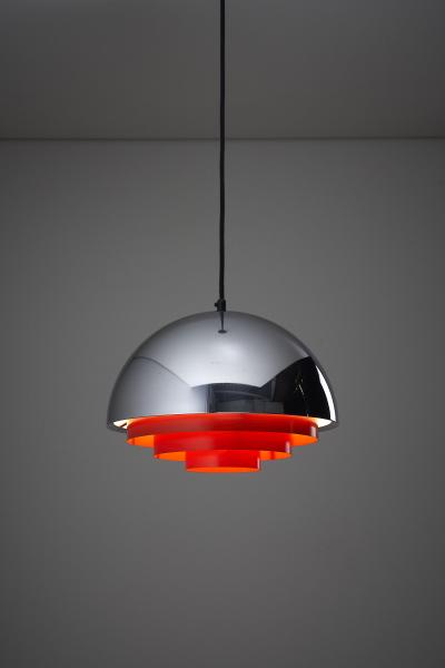  Fog M rup Mid Century Chrome and Metal Milieu Pendant