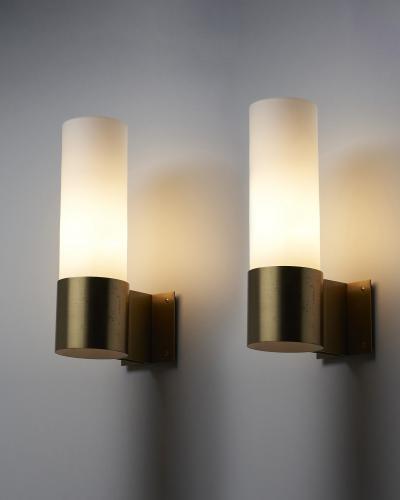 Fog M rup Pair of Brass and Glass Wall Sconces by J rgen Bo 1960