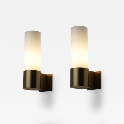 Fog M rup Pair of Brass and Glass Wall Sconces by J rgen Bo 1960