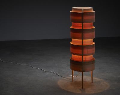  Fog M rup Pine Veneer Fini Floor Lamp by Ib Fabiansen 1960s