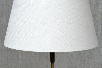  Fog M rup Sculptural Danish Modern Tripod Floor Lamp in Brass Beechwood and Linen 1960s