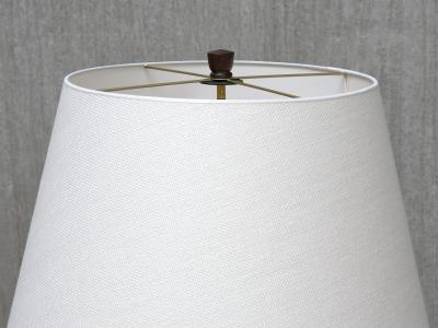  Fog M rup Sculptural Danish Modern Tripod Floor Lamp in Brass Beechwood and Linen 1960s