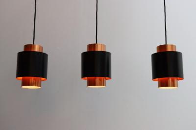 Fog M rup Set of Three Danish Tunika Copper Pendant Lamps by Jo Hammerborg for Fog M rup