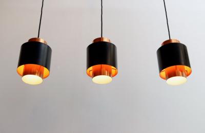 Fog M rup Set of Three Danish Tunika Copper Pendant Lamps by Jo Hammerborg for Fog M rup