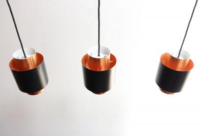 Fog M rup Set of Three Danish Tunika Copper Pendant Lamps by Jo Hammerborg for Fog M rup
