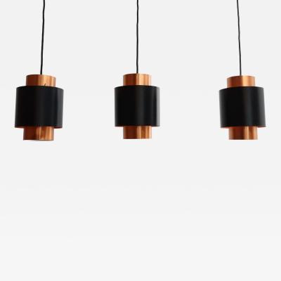 Fog M rup Set of Three Danish Tunika Copper Pendant Lamps by Jo Hammerborg for Fog M rup