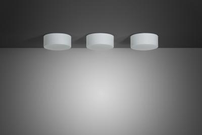  Fog M rup Set of Three Opal Glass Ceiling Lights by Fog M rup Denmark 1970s
