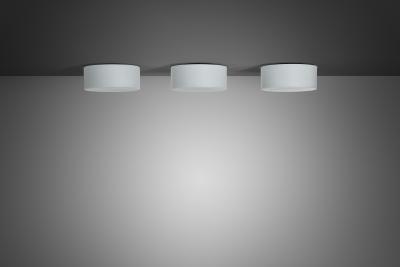  Fog M rup Set of Three Opal Glass Ceiling Lights by Fog M rup Denmark 1970s