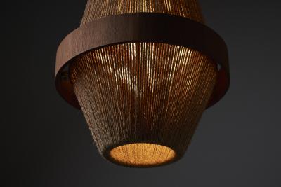  Fog M rup Teak and Rope Pendant Lamp by Ib Fabiansen 1960s