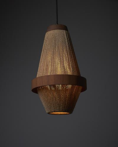  Fog M rup Teak and Rope Pendant Lamp by Ib Fabiansen 1960s