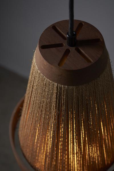  Fog M rup Teak and Rope Pendant Lamp by Ib Fabiansen 1960s