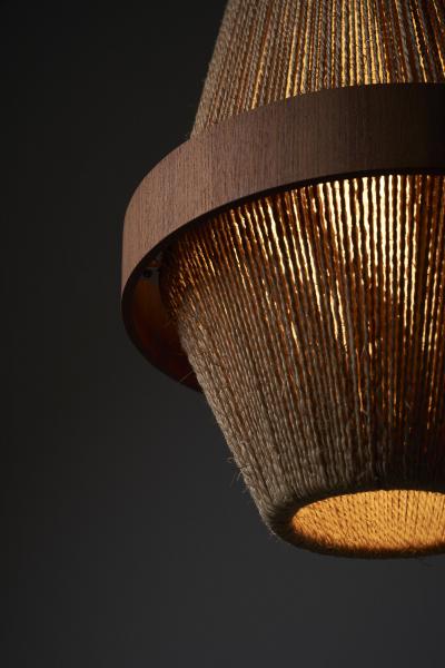  Fog M rup Teak and Rope Pendant Lamp by Ib Fabiansen 1960s