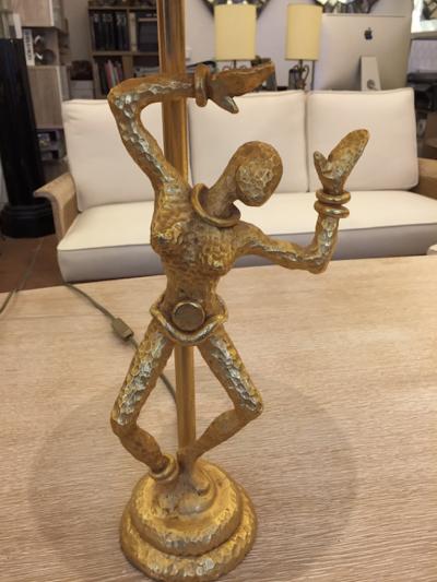  Fondica Fondica Awesome Pair of Gold Bronze Table Lamps Signed De Wael