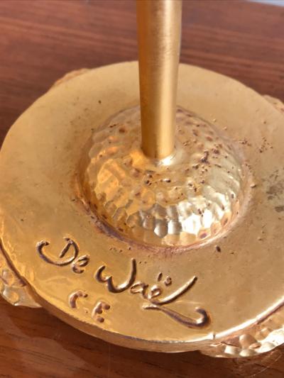 Fondica Fondica Awesome Pair of Gold Bronze desk Lamps Signed De Wael