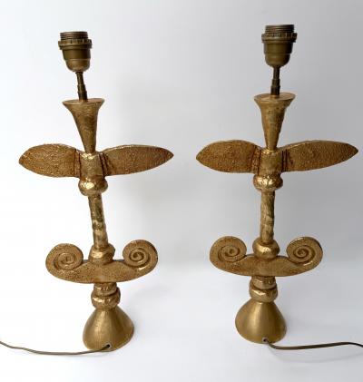 Fondica Pair of Lamps Gilt Metal by Pierre Casenove for Fondica France 1990s