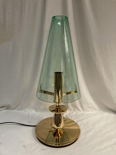 Fontana Arte 1980s Brass and glass lamp attributed to Fontana Art 