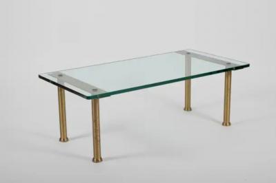  Fontana Arte Brass and glass coffee table in the style of Fontana Arte