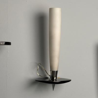  Fontana Arte Fontana Arte Attr Italian Mid Century Modern Wall Sconces Chrome Glass