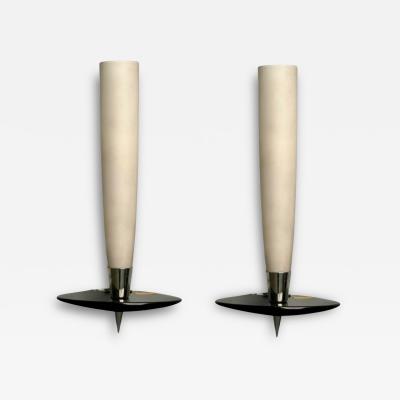  Fontana Arte Fontana Arte Attr Italian Mid Century Modern Wall Sconces Chrome Glass