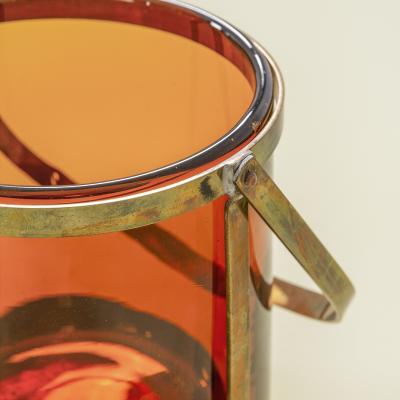  Fontana Arte Fontana Arte Little Ice Basket in Colored Crystal and Brass 50s