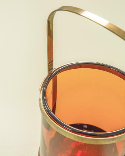  Fontana Arte Fontana Arte Little Ice Basket in Colored Crystal and Brass 50s